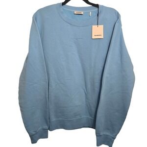 Sandro Paris Mens Crewneck Sweatshirt Light Blue Logo SHPSW00582 XXL NWT